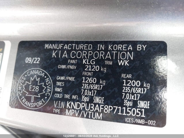 KNDPU3AF8P7115051 KIA gdi theta iii