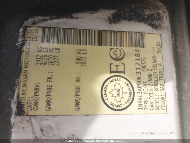 1N4AL3AP9HN312184 Nissan 2017