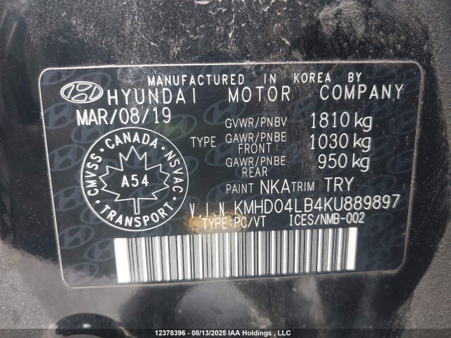KMHD04LB4KU889897 Hyundai g 1.6 dohc t-gdi