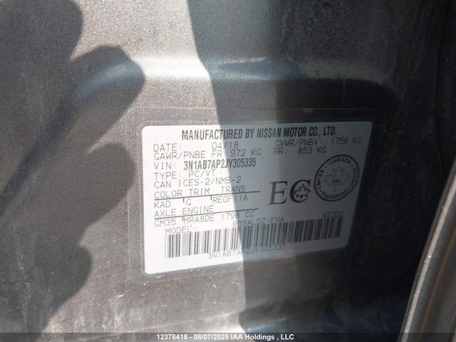 Nissan 2018 2018 3N1AB7AP2JY305335 Image 9