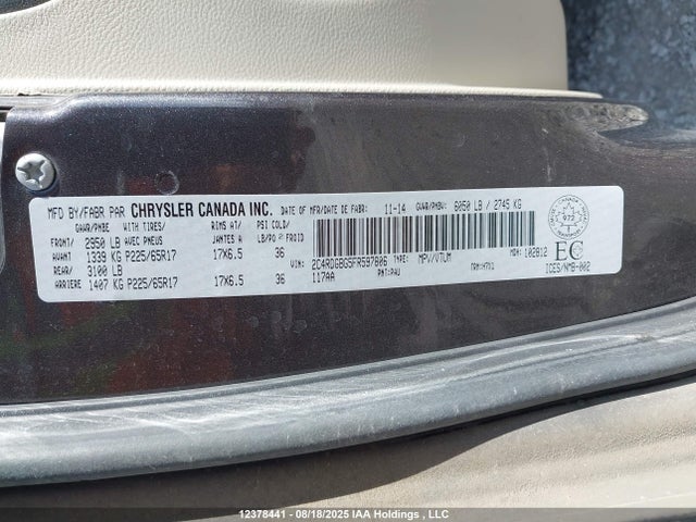 2C4RDGBG5FR597806 Dodge Grand Caravan