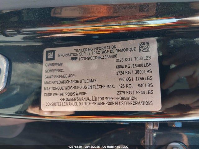 1GTR9CED6KZ335496 GMC l84 - di, dfm, alum, gen 5, var 2