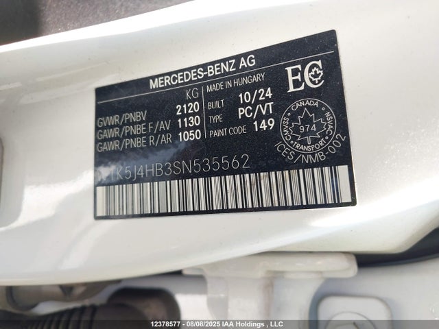W1K5J4HB3SN535562 Mercedes-Benz m260