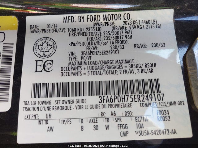 Ford Fusion 2014 3FA6P0H75ER249107 Image 19