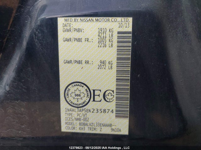Nissan Altima 2014 1N4AL3AP5EN235874 Image 18