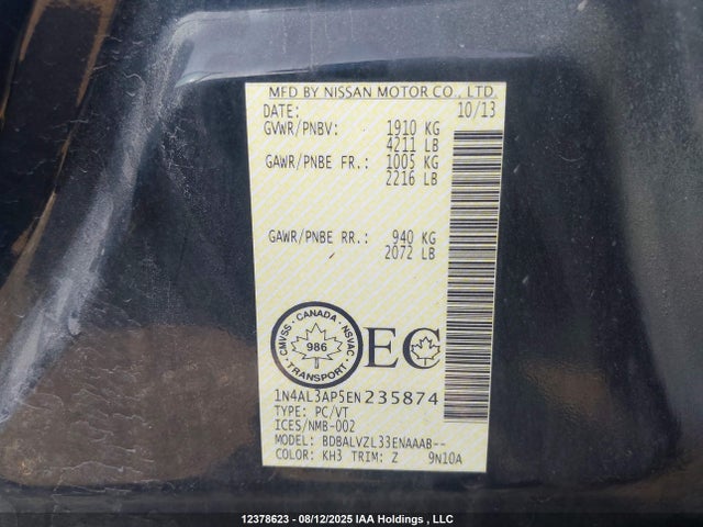 Nissan Altima 2014 1N4AL3AP5EN235874 Image 9