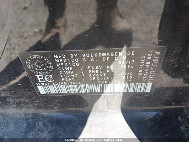 3VW017AU6HM536772 Volkswagen 1.8 tsi