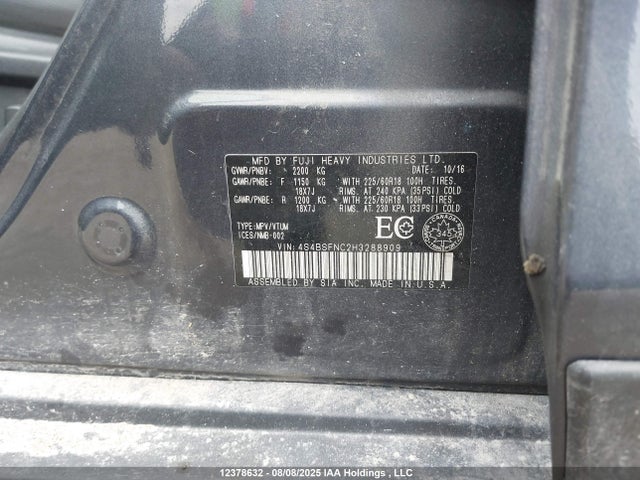 4S4BSFNC2H3288909 Subaru c0