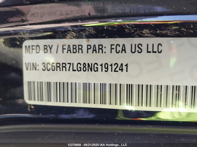 2022 Ram 1500 Classic Slt მანქანა იყიდება აუქციონზე, vin: 3C6RR7LG8NG191241, აუქციონის ნომერი: 12378688