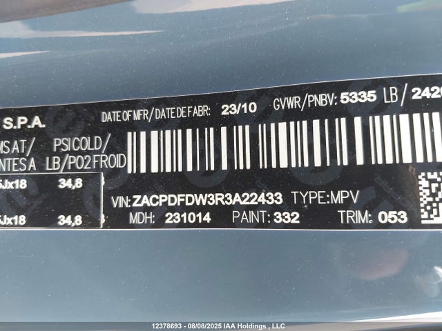 ZACPDFDW3R3A22433 Dodge hornet