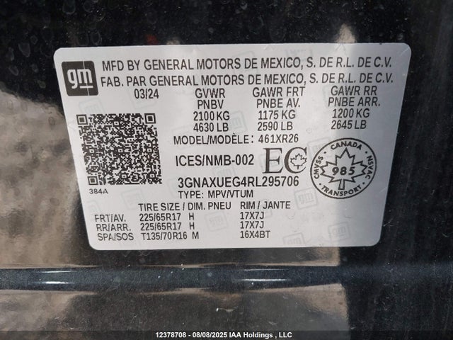 3GNAXUEG4RL295706 Chevrolet lsd