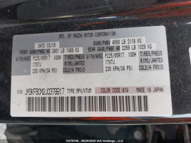 JM3KFBCM2J0379917 Mazda py cylinder deactivation