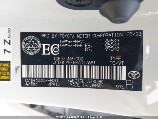 Toyota 2zr-fxe, 1vm 2023 JTDBCMFE8P3017681 Image 9