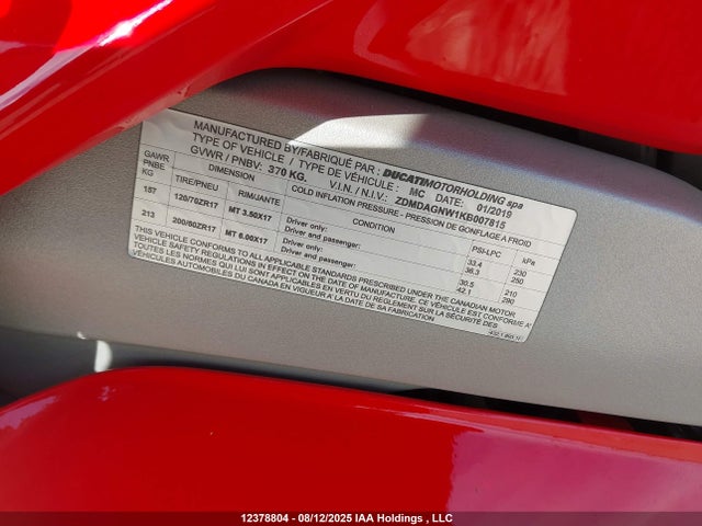 ZDMDAGNW1KB007815 Ducati Panigale