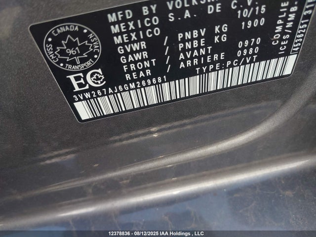 3VW267AJ6GM269681 Volkswagen 1.4t