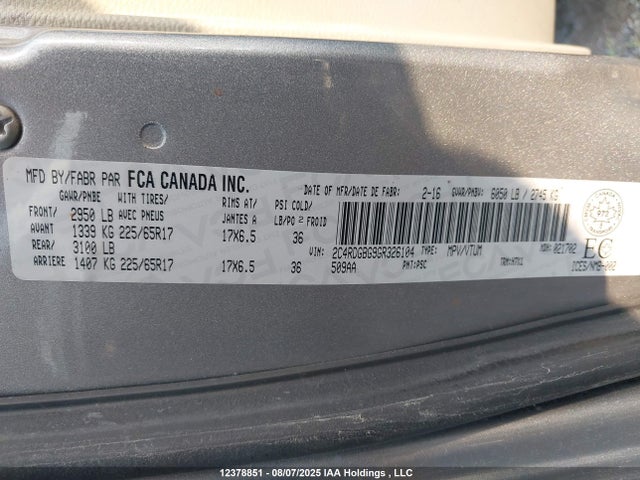 Dodge Grand Caravan 2016 2C4RDGBG9GR326104 Image 9
