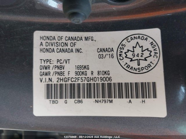 Honda k20c2 2016 2HGFC2F57GH019006 Image 19