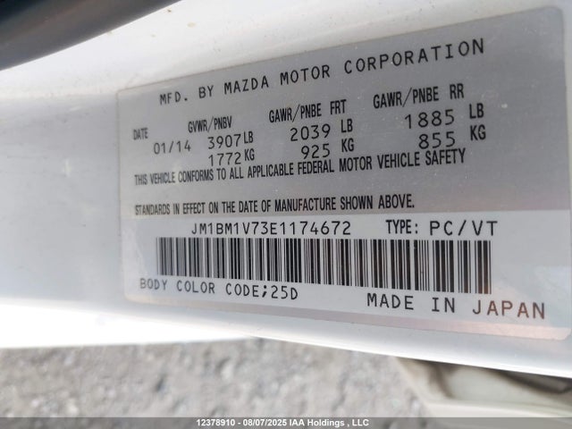 JM1BM1V73E1174672 Mazda pe