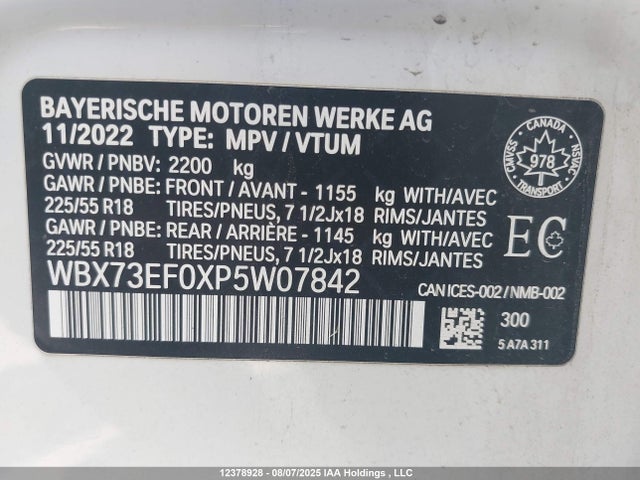 BMW X1 2023 WBX73EF0XP5W07842 Image 9