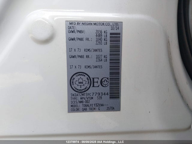 5N1AT2MT3FC779344 Nissan Rogue