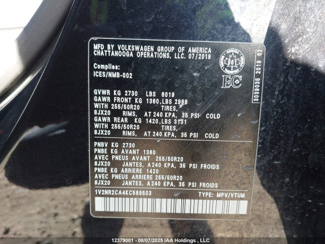 Volkswagen fsi 2019 1V2NR2CA4KC589503 Image 9