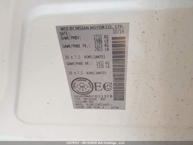 Nissan 2015 2015 5N1AR2MM4FC611378 Image 20