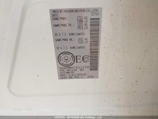 Nissan 2015 2015 5N1AR2MM4FC611378 Image 9