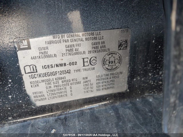 1GC1KUEG8GF120342 Chevrolet l96 - flexible fuel (gas/ethanol), sfi iron