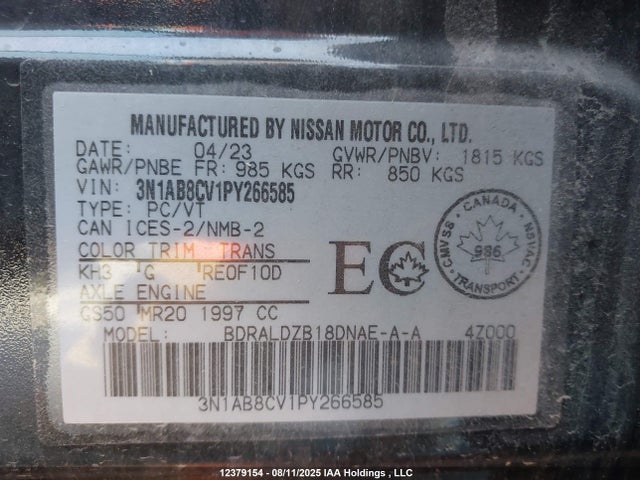 3N1AB8CV1PY266585 Nissan 2023