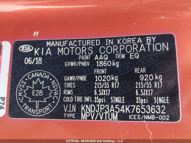 KIA g gdi 2019 KNDJP3A54K7653632 Image 9