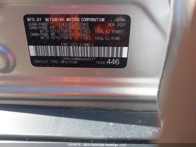 Mitsubishi mivec 2022 JA4AJVAW8NU602477 Image 18