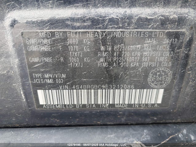 4S4BRGBC9E3212086 Subaru 2.5na c0