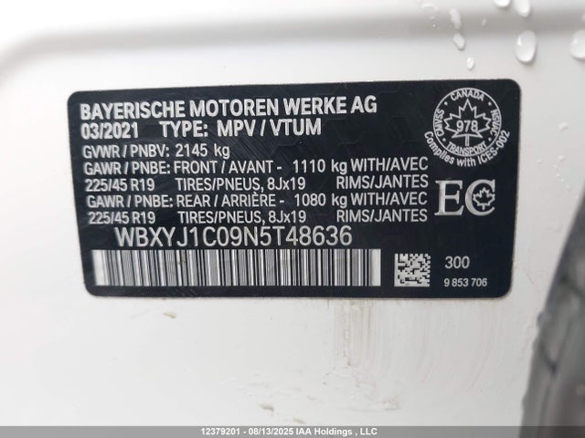 WBXYJ1C09N5T48636 BMW X2