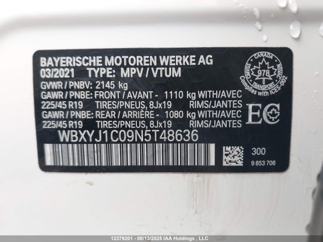 WBXYJ1C09N5T48636 BMW X2
