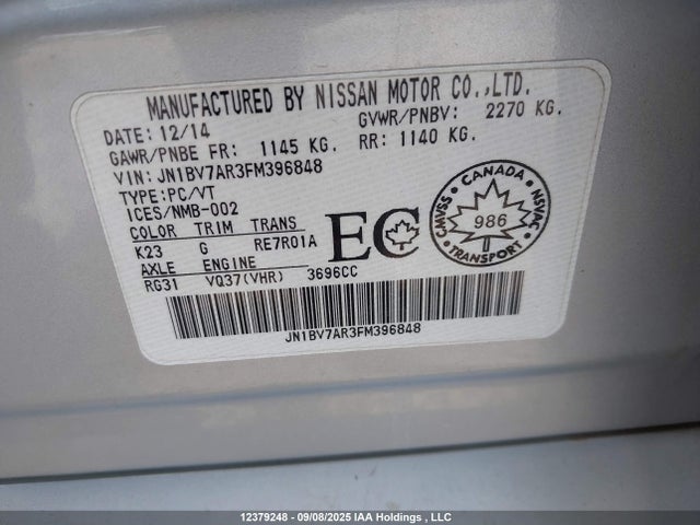 Infiniti Q50 2015 JN1BV7AR3FM396848 Image 9