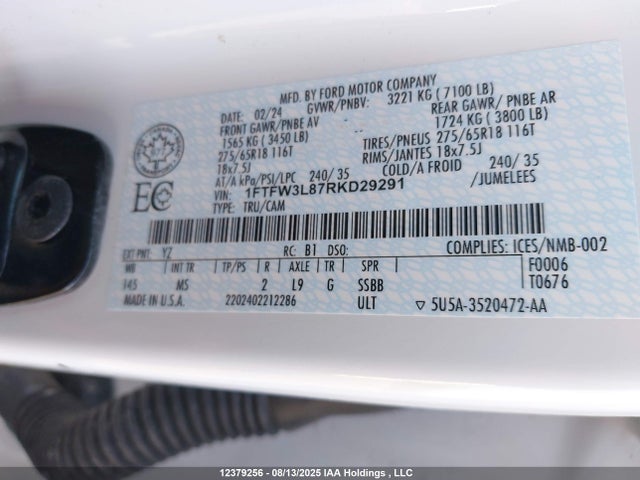 1FTFW3L87RKD29291 Ford gtdi