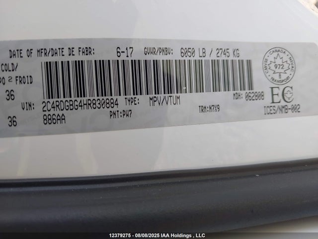 Dodge Grand Caravan 2017 2C4RDGBG4HR830884 Image 9