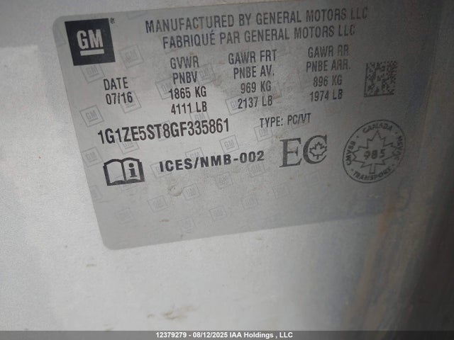 1G1ZE5ST8GF335861 Chevrolet lfv - di: direct injection, vvt, gen1 gmna