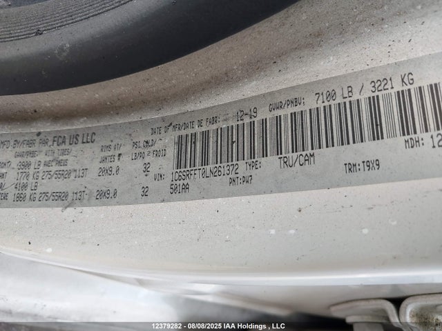 12379282 :رقم المزاد ، 1C6SRFFT0LN261372 vin ، 2020 Ram 1500 Big Horn/lone Star مزاد بيع