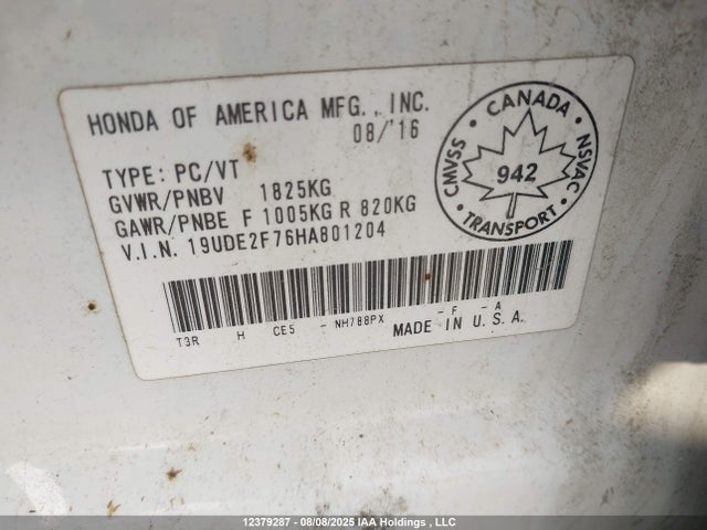 19UDE2F76HA801204 Acura k24v7