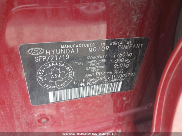KMHD84LF1LU003791 Hyundai mpi nu