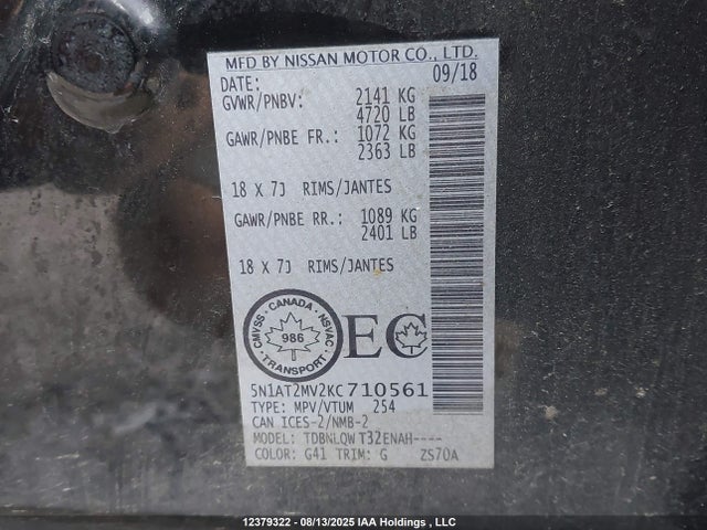 Nissan 2019 2019 5N1AT2MV2KC710561 Image 9