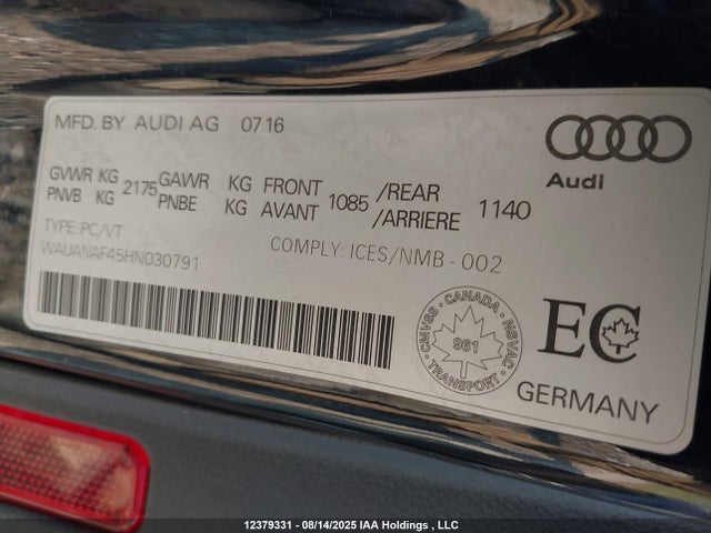 WAUANAF45HN030791 Audi 2017