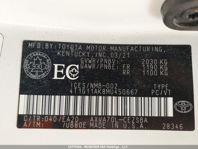 4T1G11AK8MU450667 Toyota a25a-fks