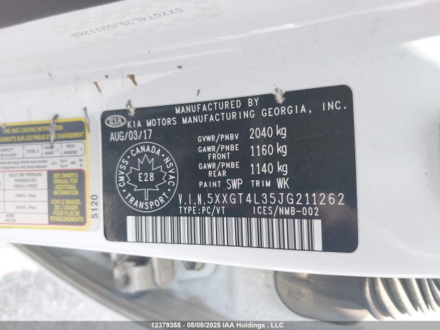 5XXGT4L35JG211262 KIA gdi