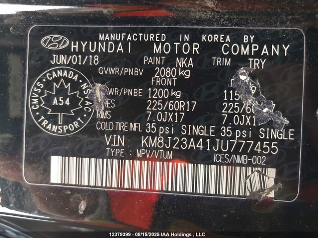 Hyundai gdi nu 2018 KM8J23A41JU777455 Image 9