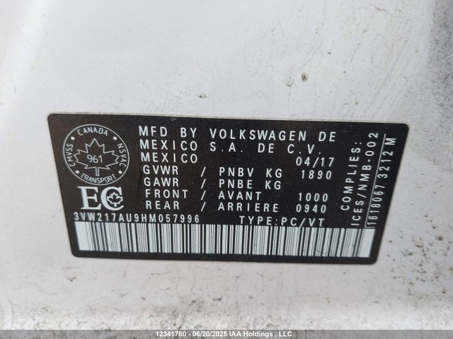 3VW217AU9HM057996 Volkswagen 1.8 tsi