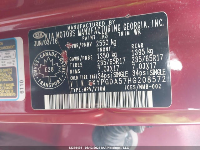 5XYPGDA57HG208572 KIA Sorento
