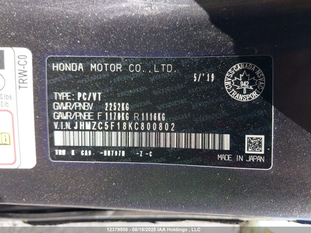 JHMZC5F18KC800802 Honda leb3(h4)