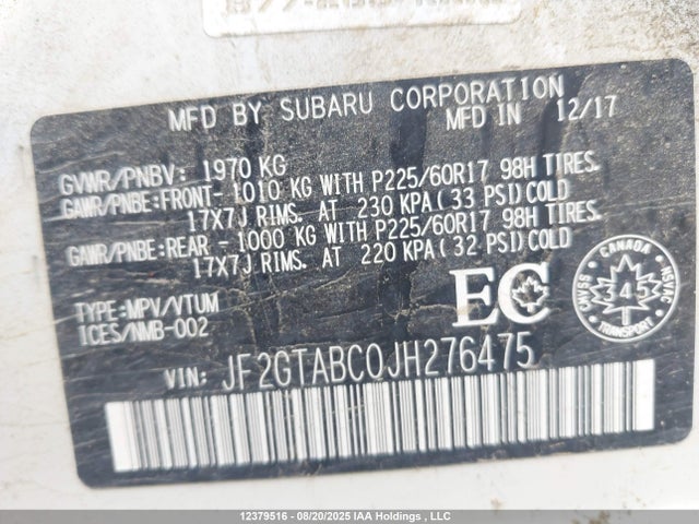 JF2GTABC0JH276475 Subaru naturally aspirated